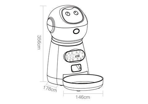 Line drawing of a kitchen appliance with dimensions labeled