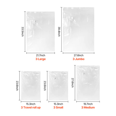 15 Pack Vacuum Storage Bags With Electric Pump, Space Saver Bags Compression For Comforters And Blankets, Sealer Clothes Storage Travel Essentials