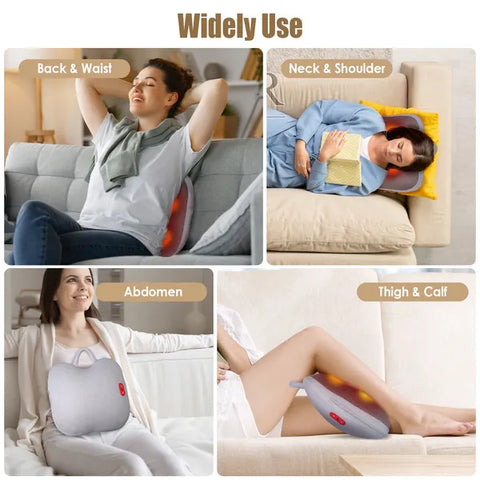 Shiatsu Back And Waist Massager With Heat Cordless Rechargeable Kneading Lower Back Massage Pillow Portable Lumbar Massager For Home Car Office GPCT5470