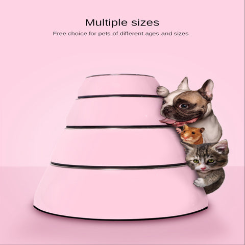 Pink pet bed with multiple sizes for different pets on a pink background