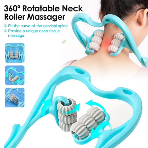 1Pc Neck Roller Massager 360 Rotatable Trigger Point Roller Portable Massager With 6 Balls For Neck Leg Thigh Foot Pain Relief