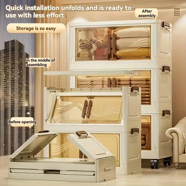 Foldable Storage Cabinet-Dark -3 Layer, 2 Colors