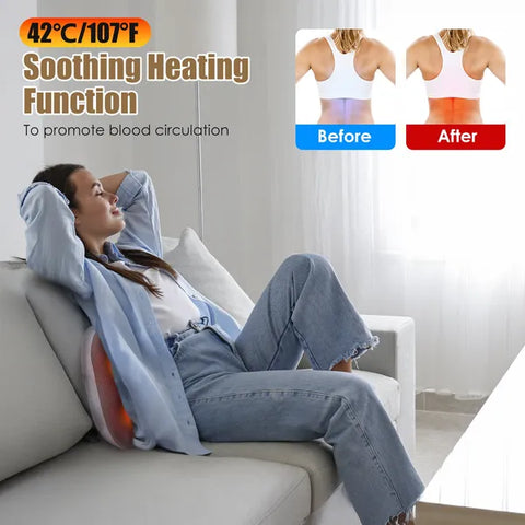 Shiatsu Back And Waist Massager With Heat Cordless Rechargeable Kneading Lower Back Massage Pillow Portable Lumbar Massager For Home Car Office GPCT5470