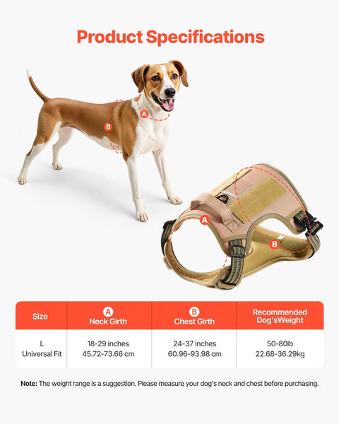 Tactical no-pull harness for large dog breeds