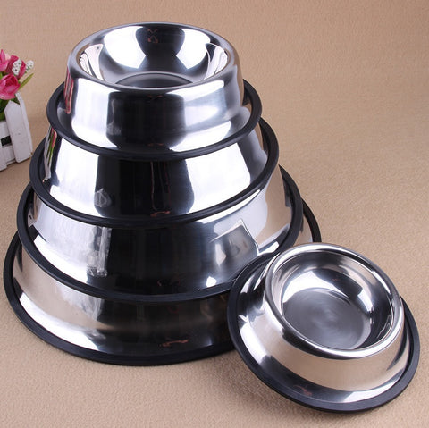 Dishwasher-safe stainless steel dog bowl with a non-slip base