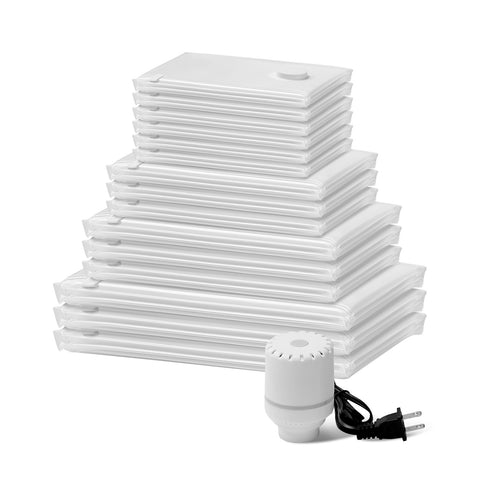 15 Pack Vacuum Storage Bags With Electric Pump, Space Saver Bags Compression For Comforters And Blankets, Sealer Clothes Storage Travel Essentials